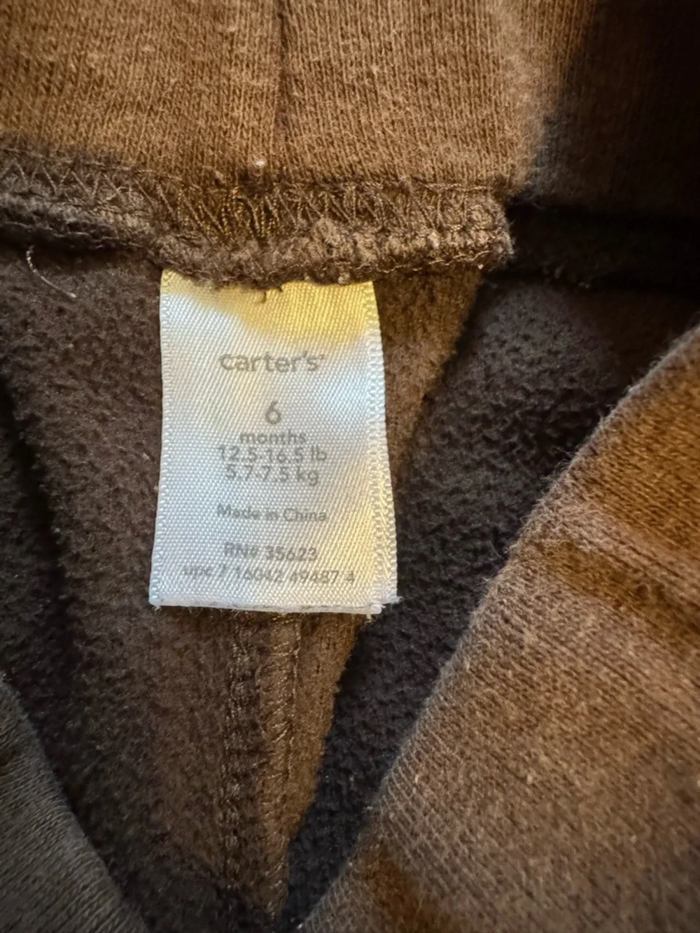 Carter's Brown Fleece Cargo Joggers with White Stripes